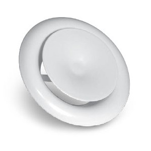 Grille A&eacute;ration / Diffusion Circulaire Plastique + Molette r&eacute;gulation d&eacute;bit  diam. 200 mm
